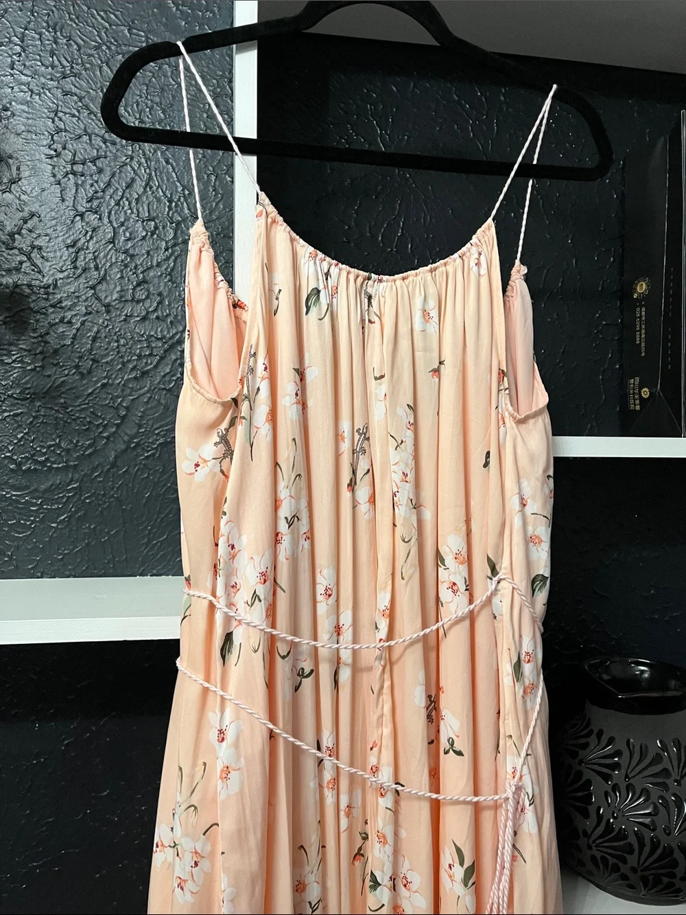 Abercrombie & Fitch Peach Floral Spaghetti-Strap Maxi Dress